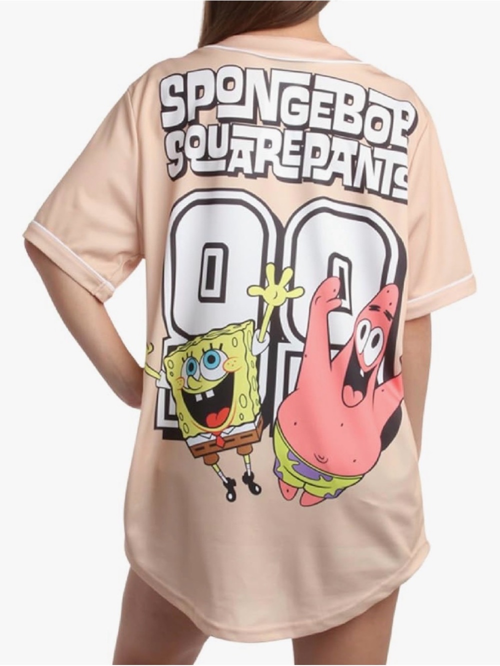 SpongeBob SquarePants Peachy Beige Graphic Womens Jersey with SpongeBob Patrick